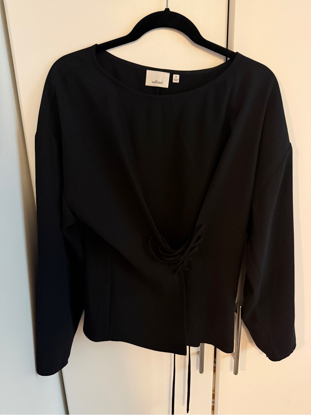 Wilfred Black Drawstring Front Long-Sleeve Top